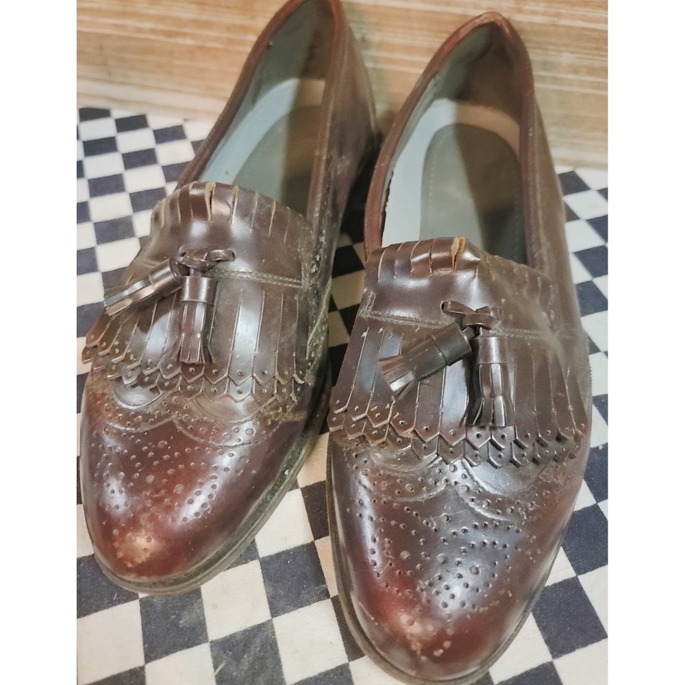 Vintage Dexter USA Men's 11.5 M Brown Leather‎ Kiltie Tassel Wingtip Loafers